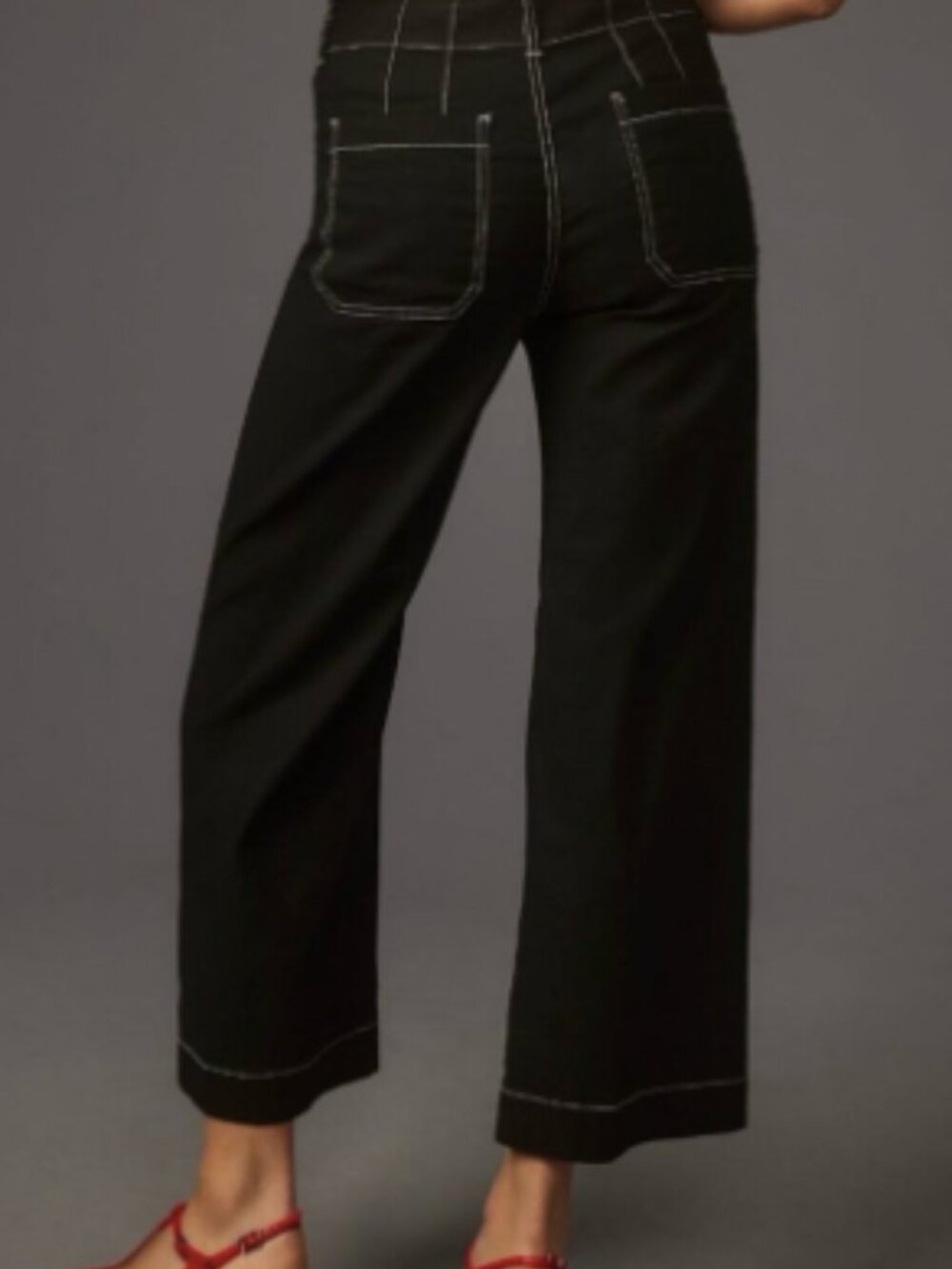 Anthropologie Colette Contrast-Stitch Cropped Wide-Leg Pants Maeve - Picture 2 of 3